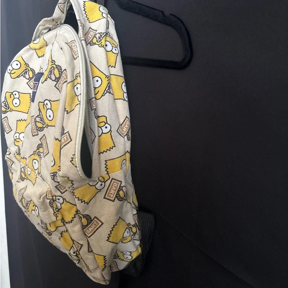 RARE JanSport The Simpsons Bart Simpson All Over Print Canvas Backpack Yellow